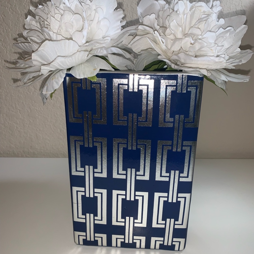 Blue and Silver Pattern Vase